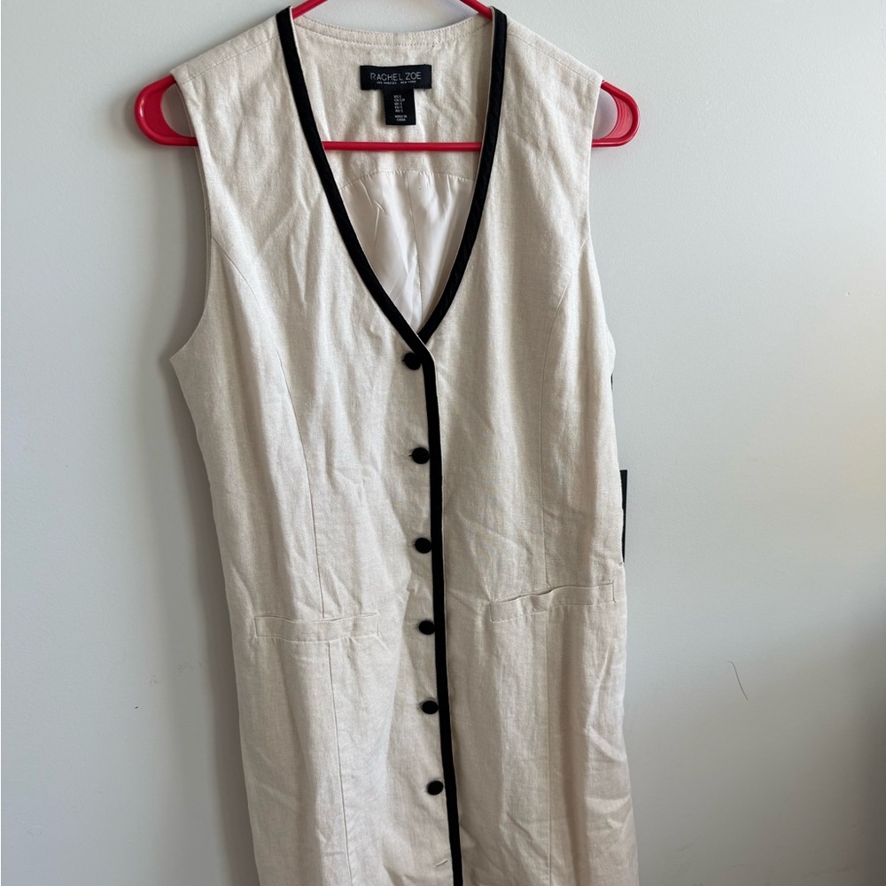 Rachel Zoe Cream Midi Dress with Black Accents
